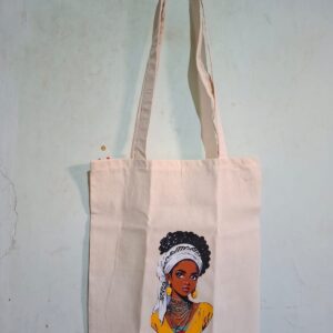 Ecobag Muzzas Morenas – Algodão Cru com Estampa Afro e Turbante Geométrico