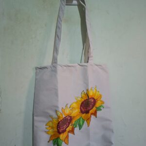 Ecobag Girassóis ou flor Vermelha – Tecido Blecaute/Aplicação em Chita